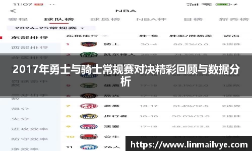 2017年勇士与骑士常规赛对决精彩回顾与数据分析