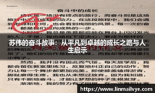 苏伟的奋斗故事：从平凡到卓越的成长之路与人生启示
